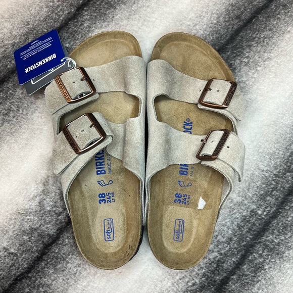Birkenstock Shoes - Birkenstock Arizona Soft Footbed Taupe Suede Sandals